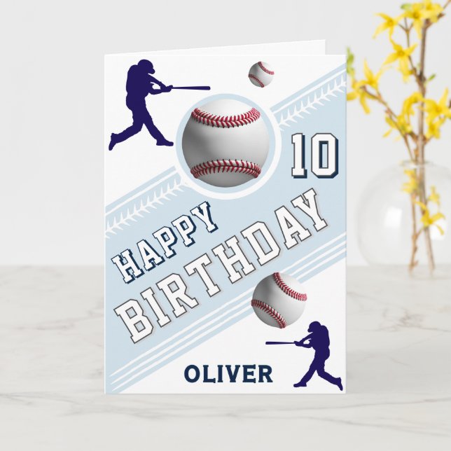 Tarjeta Jugador de béisbol moderno con temas de cumpleaños (flor amarilla)