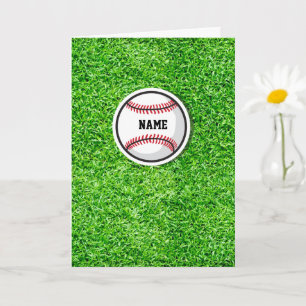 Tarjeta Jugador de béisbol NOMBRE Pelota Césped Verde 