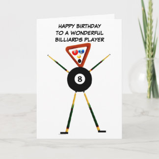Tarjeta Jugador de billares del feliz cumpleaños