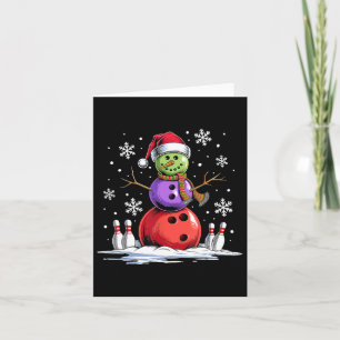 Tarjeta Jugador de bolos de Snowman Navidades de Santa Hat