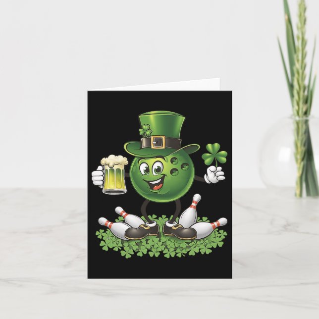Tarjeta Jugador de bolos del Día de San Patricio bebiendo  (Anverso)