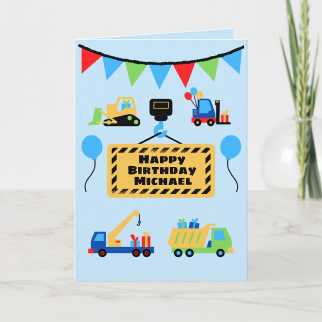 Tarjeta Jugador de Construcción Cute Niños Personalizados  (Anverso)