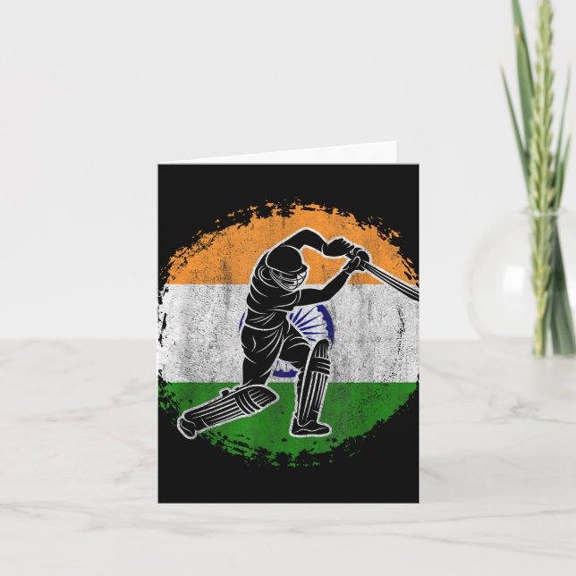 Tarjeta Jugador de cricket Bandera india Cricketer  (Anverso)