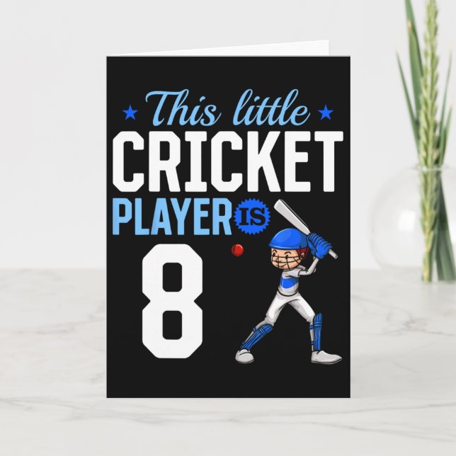 Tarjeta Jugador de cricket cumpleaños 8  (Anverso)