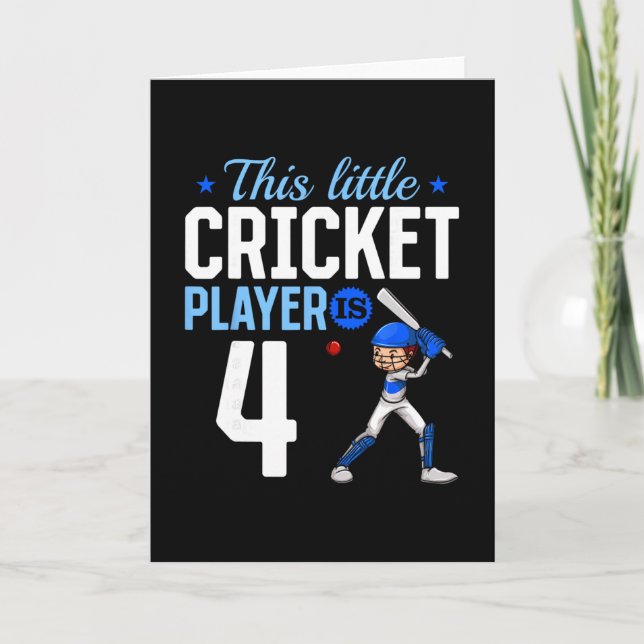 Tarjeta Jugador de cricket de 4º cumpleaños  (Anverso)