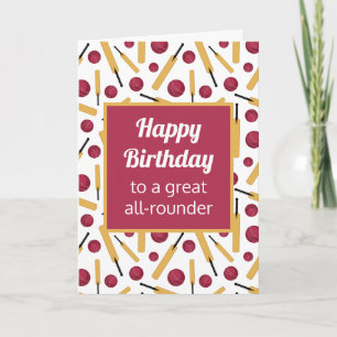 Tarjeta Jugador de críquet de cumpleaños personalizado