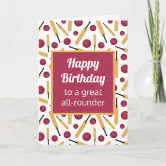 Tarjeta Jugador de críquet de cumpleaños personalizado