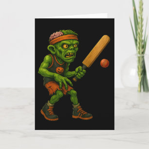Tarjeta Jugador de Críquet Zombie Espeluznante Diseño de F