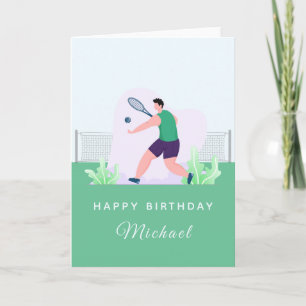 Tarjeta Jugador de cumpleaños entrenador de tenis Green Gr