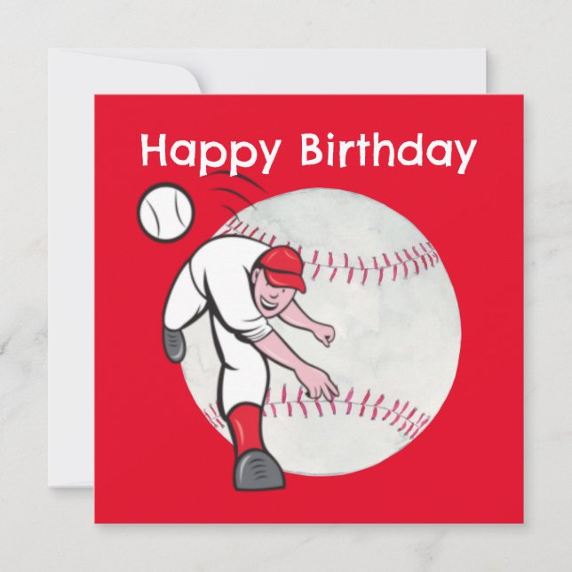 Tarjeta Jugador de cumpleaños feliz de béisbol (Anverso)