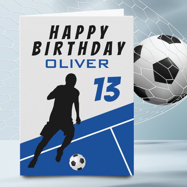 Tarjeta Jugador de fútbol Ball Blue Boy cumpleaños (Subido por el creador)