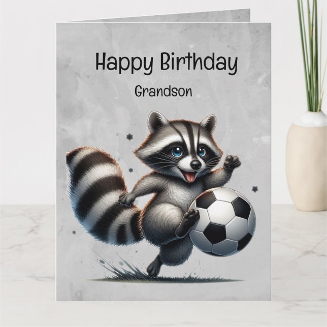 Tarjeta Jugador de Fútbol Club Raccoon Abuelo Cumpleaños (Anverso)