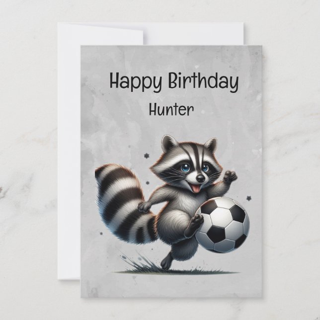 Tarjeta Jugador de Fútbol Cute Personalizado Raccoon (Anverso)