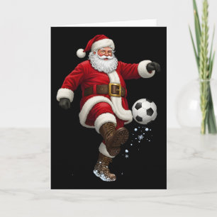 Tarjeta Jugador de fútbol de Navidad Santa Fútbol Festivo 