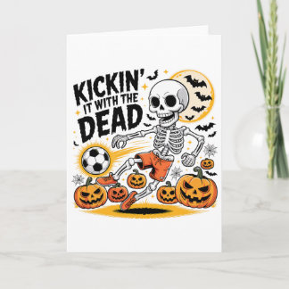 Tarjeta Jugador de fútbol esqueleto de Halloween Kickin 'I