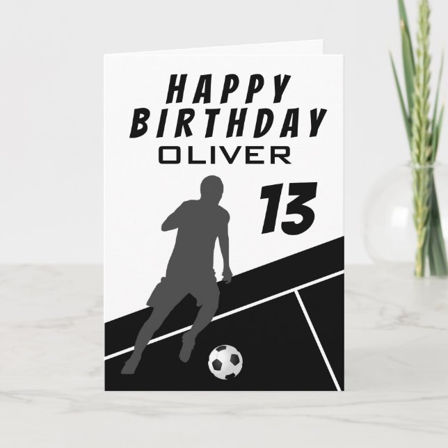Tarjeta Jugador de Fútbol Negro Ball Boy Cumpleaños (Anverso)