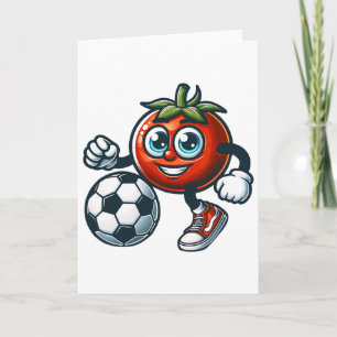 Tarjeta Jugador de Fútbol Tomate Dibujo Animado Lindo Con