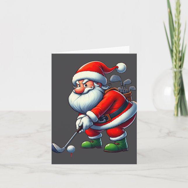 Tarjeta Jugador de golf de Santa Claus Navidades de Xmas S (Anverso)
