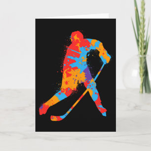 Tarjeta Jugador de Hockey Colorido Niños Hombres Chicos Ho