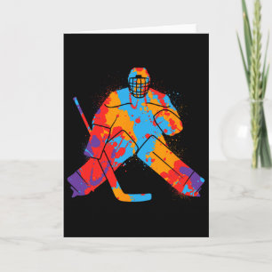 Tarjeta Jugador de Hockey Colorido Portero Chicos Hockey s