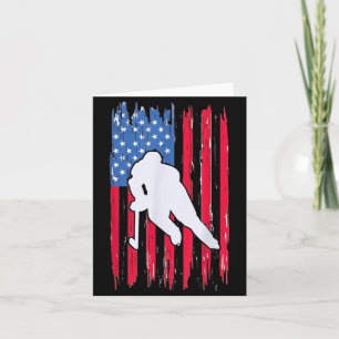 Tarjeta Jugador de Hockey con Bandera Americana 4 de Julio
