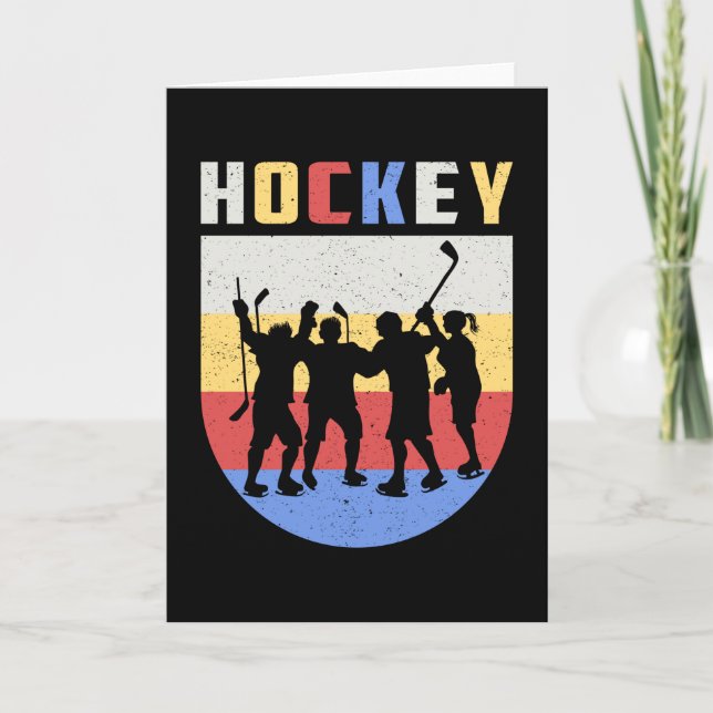 Tarjeta Jugador de hockey de hielo Stick Equipo de retro r (Anverso)