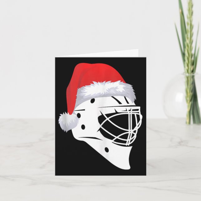 Tarjeta Jugador de hockey de Papá Noel Deportivo Feliz Nav (Anverso)