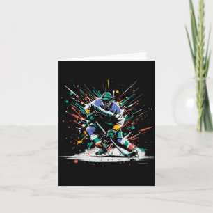 Tarjeta Jugador de Hockey sobre Hielo Arte de Salpicaduras