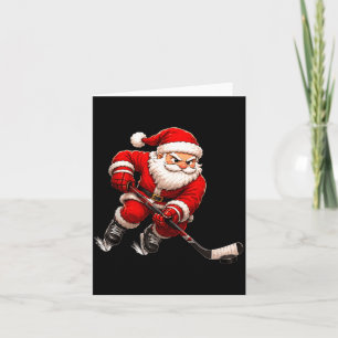Tarjeta jugador de hockey sobre hielo de Navidad santa cla