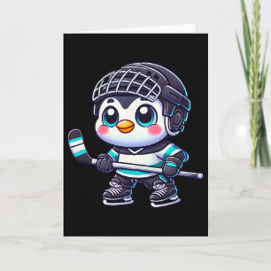 Tarjeta Jugador de hockey sobre hielo de pingüino de dibuj