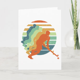 Tarjeta Jugador de juego de hockey de campo retro, deporte