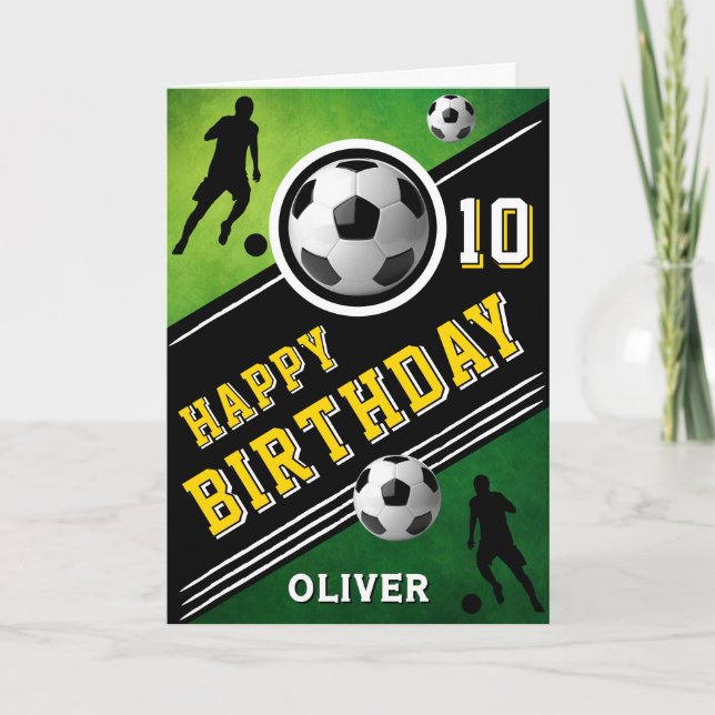 Tarjeta Jugador de la moderna pelota de fútbol cumpleaños (Anverso)