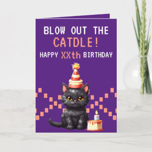 Tarjeta Jugador de pastel de gato rosa y púrpura púxel Cum