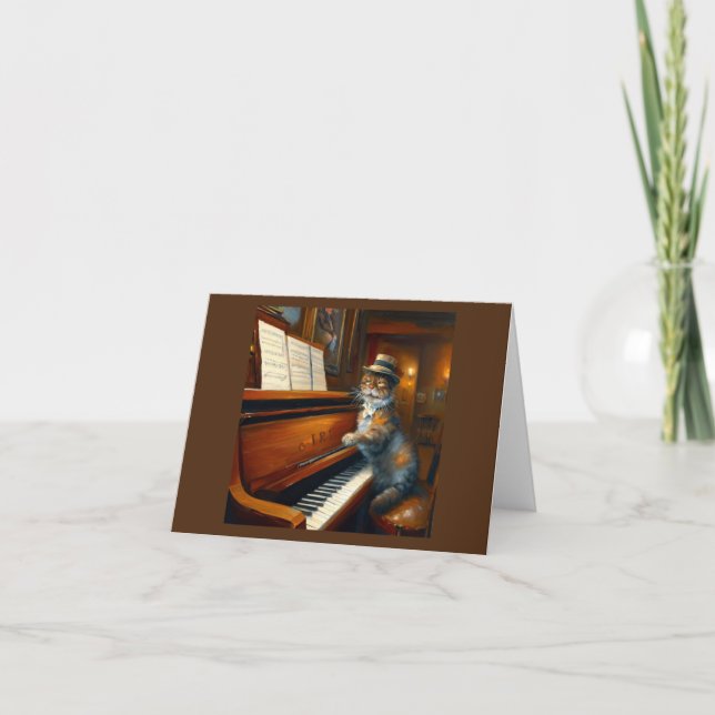 Tarjeta Jugador de piano de gato (Anverso)