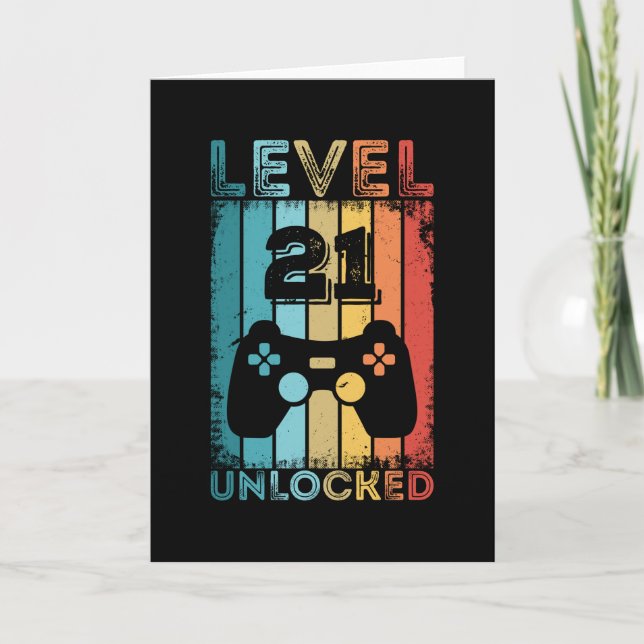 Tarjeta Jugador de regalos de cumpleaños 21 desbloqueado d (Anverso)