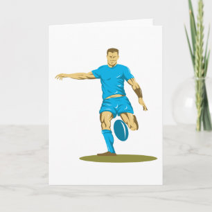 Tarjeta Jugador de Rugby Pateando Balón Deportes Atléticos