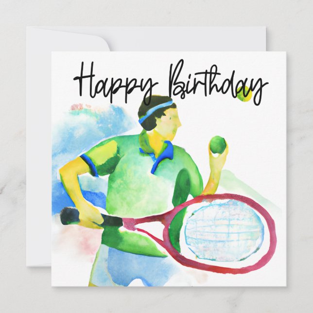 Tarjeta Jugador de tenis acuarela (Anverso)