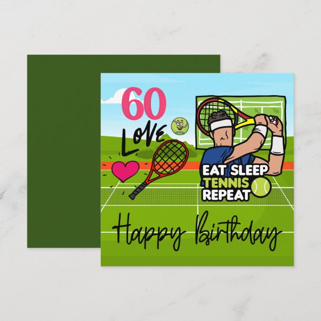 Tarjeta Jugador de tenis con AMOR (Anverso / Reverso)