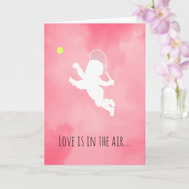 Tarjeta Jugador de tenis Cupido Rosa Día de San Valentín (Orquídea)