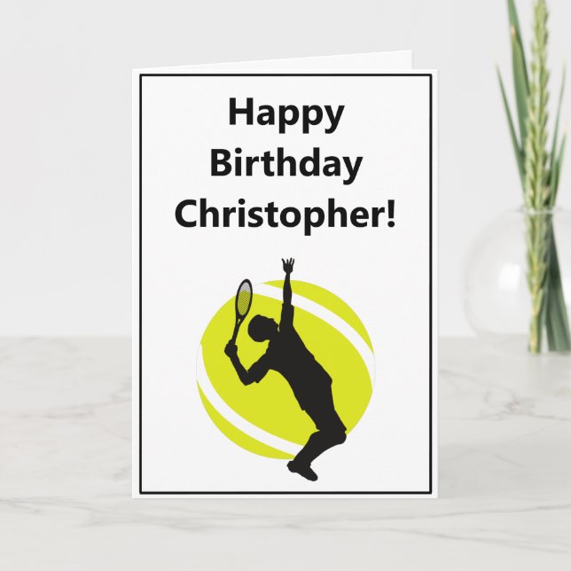 Tarjeta Jugador de tenis masculino entrenador cumpleaños m (Anverso)