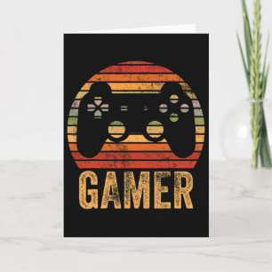 Tarjeta Jugador de videojuegos retro vintage para chicos a