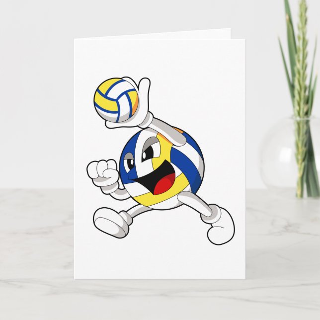 Tarjeta Jugador de voleibol con voleibol (Anverso)