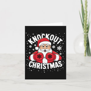 Tarjeta Jugador Divertido de Boxeo Luces de Navidad Santa