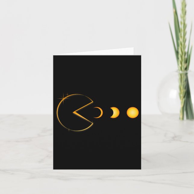 Tarjeta Jugador divertido de eclipse solar total comiendo  (Anverso)