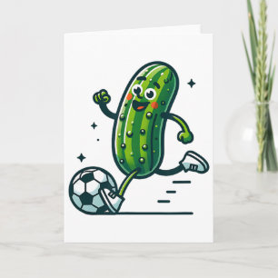 Tarjeta Jugador Divertido de Pepino Pateando Fútbol Byll