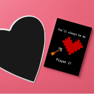 Tarjeta Jugador Dos de Corazón y Flecha de 8 Bits Amor