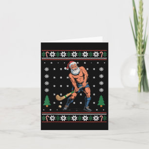 Tarjeta Jugador retro de hockey sobre césped con traje de 