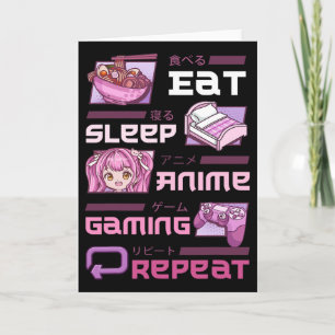 Tarjeta Jugador Videojuegos Juegos Divertidos Comer Dormir