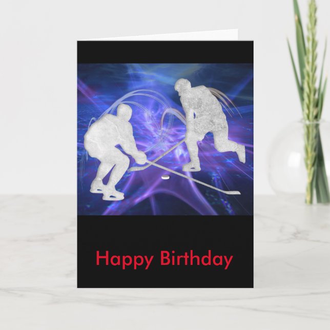 Tarjeta Jugadores del hockey sobre hielo que luchan para (Anverso)
