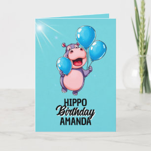 Tarjeta Jugadores Globos Azules Hippo Cumpleaños